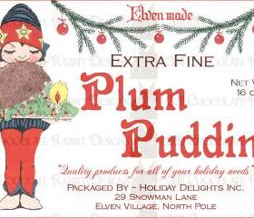 Vintage Christmas Plum Pudding Label Digital Download Image Printable Sheet for Card Tag Scrapbook