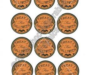 Vintage Halloween Party Candy Tags Stickers 2' Circle Digital Download Collage Sheet Image Download