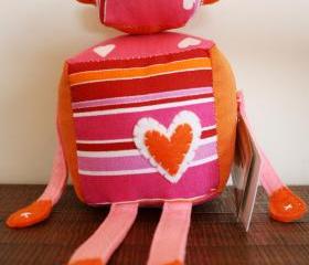 BOObeloobie Reu the Robot in Pink, Orange and White accents