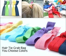 No Tug Hair Tie Grab Bag (25) Yoga Ribbon Hair Elastics Gift Set - Emi Jay Inspired Cloth Hair Bands - Knotted Hair Tie Women's Accessories 