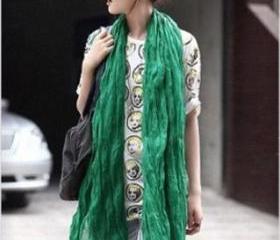Green Scarf -cotton drape scarf - Handmade Cotton Scarf-Winter Scarf