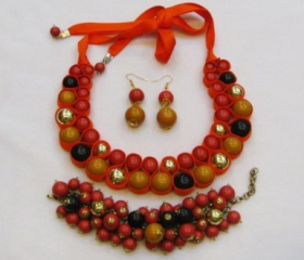 New Cocktail Silk Ribbon Chain Shinny Crystal Choker Bib Necklace Jewelry Set