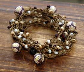 Elegant Oriental Wood Ceramic versatile bracelet
