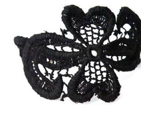 Black Lace Cuff. Vintage Bracelet . Lace Jewelry. Hand dyed. Upcycled Jewellery. Unique Jewelry. Handmade by SteamyLab.