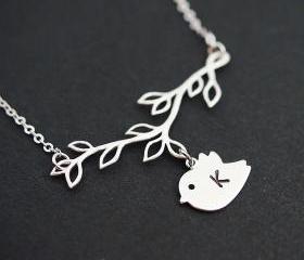 PERSONALIZED Initial Bird with Branch Necklace, initial necklace, gift for friend friendship gift for her mothers gifts