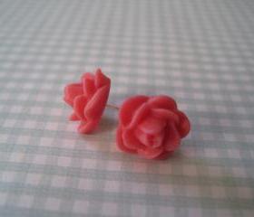 Coral Flower Post Earrings