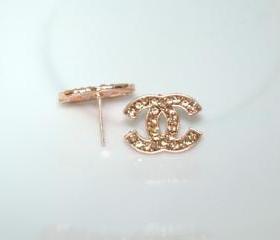 Dazzling Rose Gold Plated Pink Rhinestone Earrings