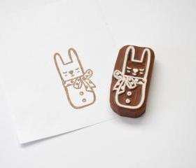 Hand Carved Rubber Stamp / Bunny