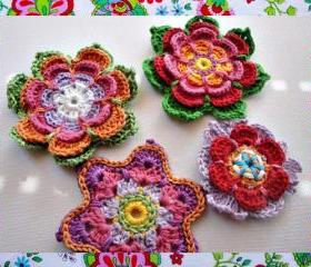 3 Colorful Flowers Crochet Patterns