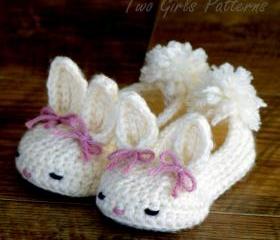 Crochet Pattern Baby Booties Bunny House Slippers PDF Pattern - Pattern number 204