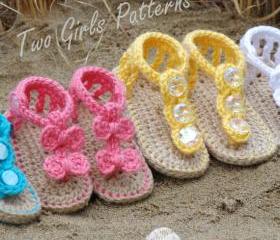 Crochet Pattern for Baby Seaside Gladiator Sandals - BOTH Versions and 2 sizes included in pattern - Pattern number 211