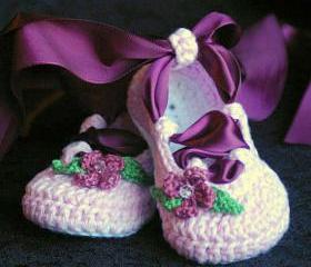 Crochet Baby Pattern Ballerina Ballet booties PDF - Pattern number 202