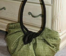 Large olive green pleated hobo bag purse