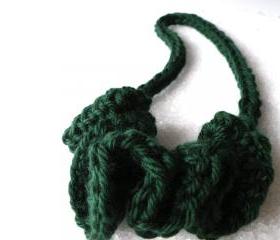 Neckwarmer Crochet Necklace Dark Green Woolen Jewelry Fall Winter Fashion Merino Wool Statement Necklace. Handmade by SteamyLab.