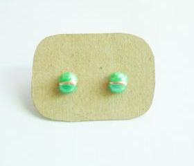 SALE - Green Bug Stud Earrings - Gift under 10