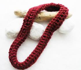 Crochet Necklace Wool Neckwarmer Rich Red Merino Wool. Statement. Winter Accessories Handmade by SteamyLab.