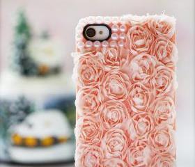 Lace Rose Pearl iphone 4/4s case iphone 4 case iphone 4 case iphone hard case iphone cover bling handmade