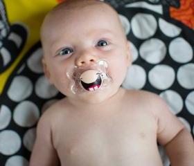 My Two Front Teeth- Custom Hand Painted Pacifier- MAM 0 to 6 Month CLEAR Pacifier