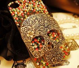 Retro Vintage Skull Rhinestone Handmade Case For Iphone 5