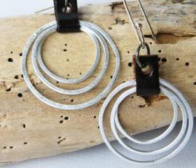 Hammered Aluminum Hoop Earrings. Small Hoop Earrings. Upcycled Jewelry. Minimalist. Modern Gift Ideas. SteamyLab.