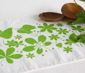 White Linen Placemat hand printed with colorful leaves - set of two