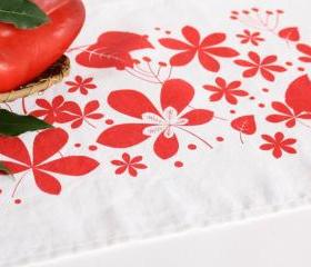 Linen placemat hand printed with colorful leaves - set of two