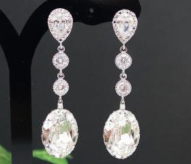 Wedding Bridal Jewelry Bridal Earrings Bridesmaid Earrings Clear White Swarovski Crystal and Cubic Zirconia Tear drops