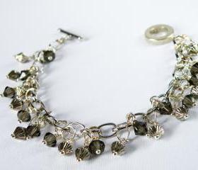 Wire Wrapped Bicone Smoky Quartz Swarovski Crystal Beaded Bracelet Fashion Accessories Charm Jewelry Women Jewellery by Steamylab