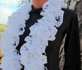 Elegant ruffles, scarf, girls, women, spring, autumn, spring, autumn, white,gift