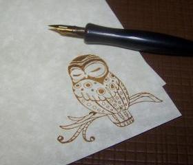 Sweet Sleepy Owl - Stationery Set - Vintage Parchment Paper - Vintage Inspired - 50 Sheets 25 Envelopes