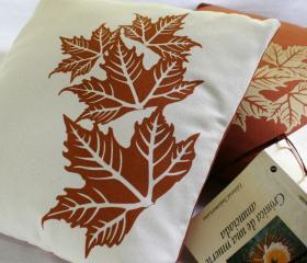 CUSHION COVER autumn leaves handprinted