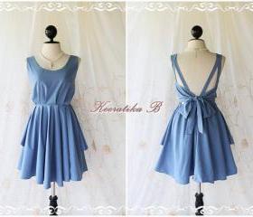 A Party - V Shape - Prom Party Cocktail Bridesmaid Dinner Wedding Night Backless Dress Dusty Powder Blue Glamorous Cocktail Dress