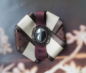 Brooch 'Cappuccino', elegant brooch, brown, biege, stone, pin, woman brooch