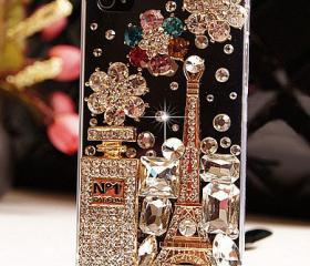 Unique Shiny Rhinestone Hardmade Transparent Hard Cover Case For Iphone 4/4s
