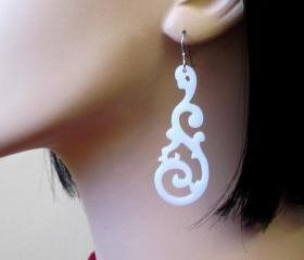 White Tribal Tattoo Earrings