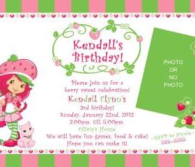 Strawberry Shortcake Birthday Invitation ( Digital File ) 