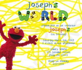 Elmos World Birthday Invitation ( Digital File ) 