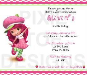 Strawberry Shortcake New Birthday Invitation ( Digital File ) 
