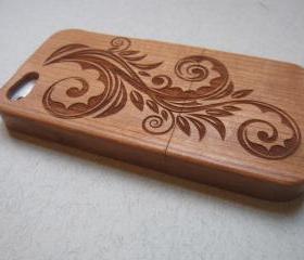 Iphone 5 case - wooden cases bamboo, cherry and walnut wood - Flower