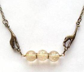 Antiqued Brass Giraffe Citrine Necklace