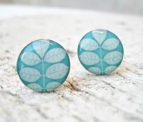 Tree branch art Earrings in Sky Blue Ear Studs Ear Posts, Bridesmaid