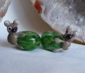 Handmade glass lampwork bead - Aussie Koalas x 2 beads