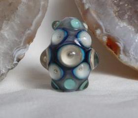 Handmade Glass Lampwork bead - blueberry marble bubble dots focal