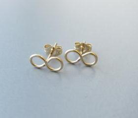 14K Gold Infinity Post Earrings, Gold Infinity Studs, Gold Infinity Post, Gold Infinity Earring