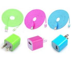 Total 6pcs/lot! Cool Colouful 3PCS USB Cord And Charger For Iphone 5