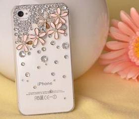 iphone 4s case, handmade iphone 4 cases iphone cover skin iphone 4 case - flowers crystal iphone 4 cases