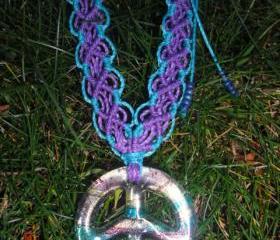 Glass Peace Sign Pendant Necklace