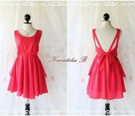 A Party V Shape - Prom Party Cocktail Bridesmaid Dinner Wedding Night Dress Hot Cerise Pink Toned Sweet Gorgeous Glamorous Dress