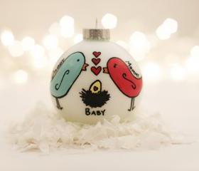 Pregnant/Expecting Ornament - Egg in Nest - Hand-filled & Hand-painted - Customizable colors/text