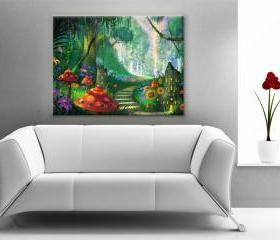 24x17 Digital printed Canvas fantasy photo to your wall, colorful fairytale photo(size: 24x17 inch plus border).